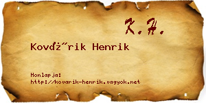 Kovárik Henrik névjegykártya